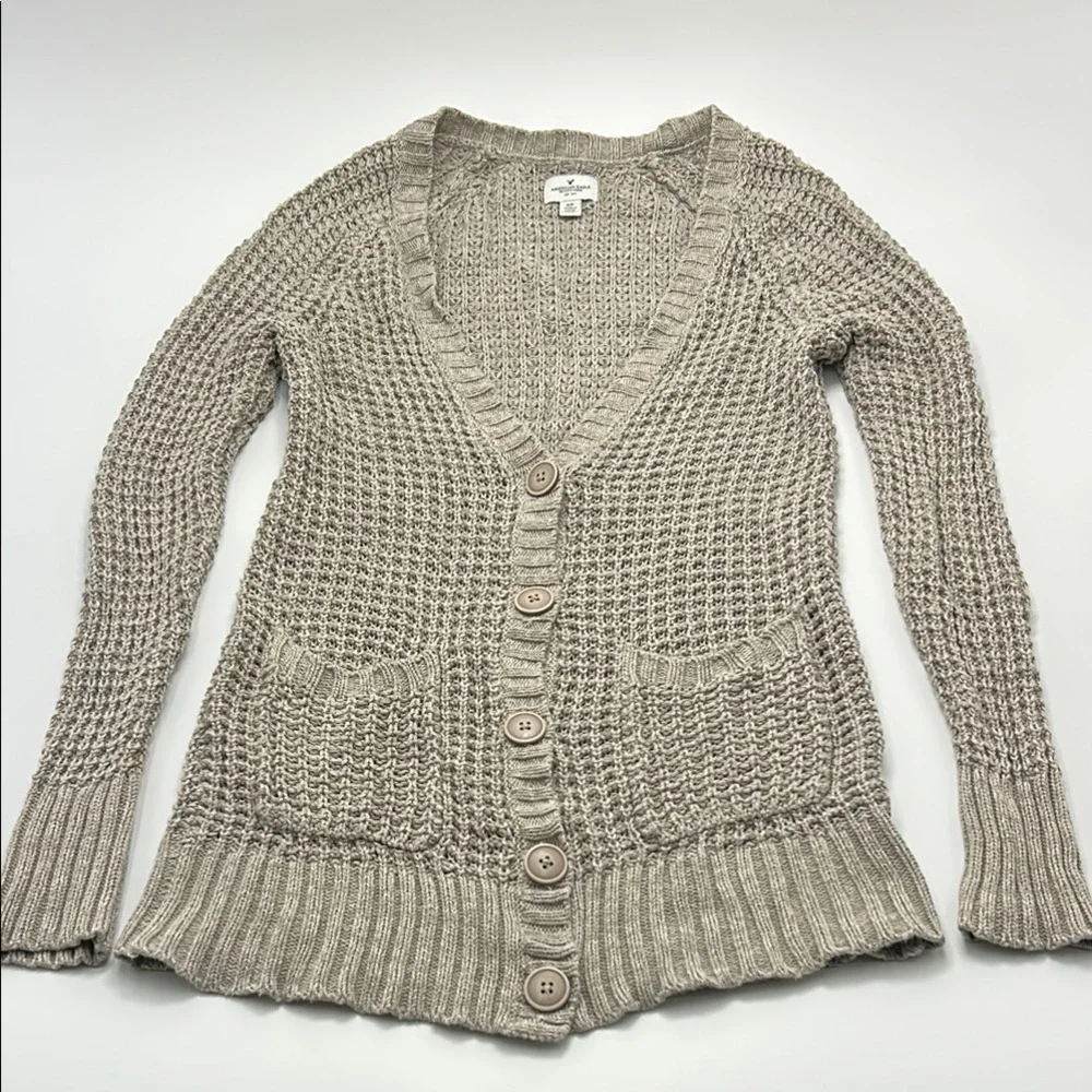 Bella Swan Core American Eagle Knit Cardigan Y2K Twilight Grunge Small Gray